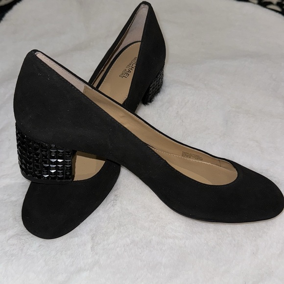 Michael Kors Shoes - Michael Kors Arabella Suede Kitten Block Jeweled Heel Dress Heels Pumps Size 8